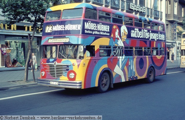 Typische Reklame: Ganzwerbung (Pop-Bus) fr Mbel-Hbner - Wagen 1419