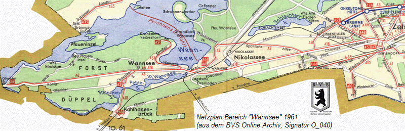 Netzplan Bereich Ortsteil Wannsee aus dem Jahr 1961