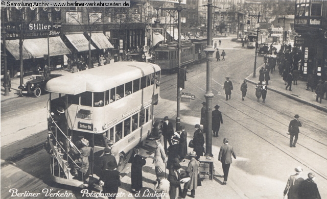 1926: Wagen der ABOAG Linie 5 am Potsdamer Platz 